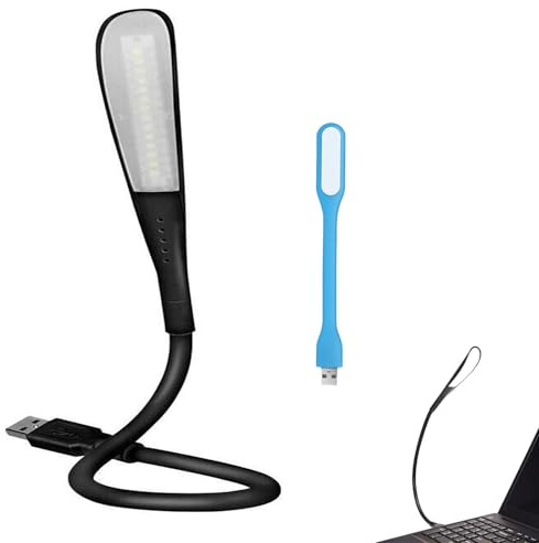 Dimmbare USB-Lampe, Mini-USB-Licht für Laptop, USB Anschluss Leselampe, Dimmbares Leselicht, für Schlafzimmer Schlafsäle und Büros, Schwarz & Blau