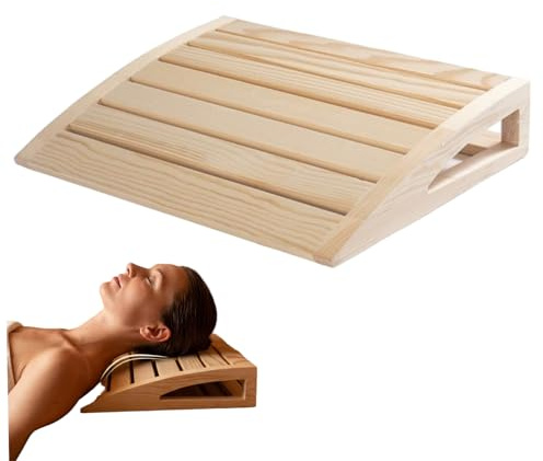 Sauna Pillow Hollow Out Sauna Headrest for Relaxation Wooden Pillow Ergonomic Neck Support for Men Women Beige