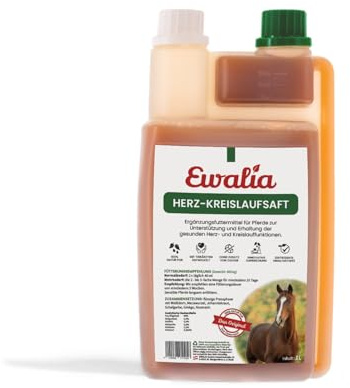 EWALIA Herz-Kreislaufsaft | 1 l | Ergänzungsfuttermittel für Pferde | Mit Weißdorn