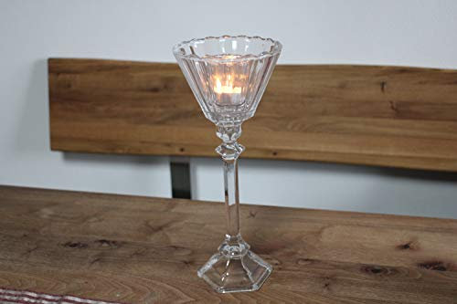 Krömer Edler Kerzenleuchter komplett aus Glas mit 2 Aufsätzen, H 33 cm