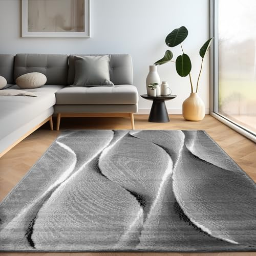 Carpettex Teppich Wohnzimmer Kurzflor 80 x 150 cm Läufer Flur Teppich Modern Ombre Design Schwarz - Teppich Bettvorleger Schlafzimmer Weich Flauschig Waschbar Küchenläufer - Esszimmer Teppiche