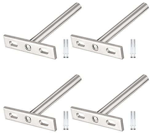 KingYH 4 Pièces Supports Étagères Flottante Invisibles Fixation Cachée Forme de T Support d'Étagère Mural pour Fixation de Étagère en Bois Consoles Invisible Boiseries Étagères DIY