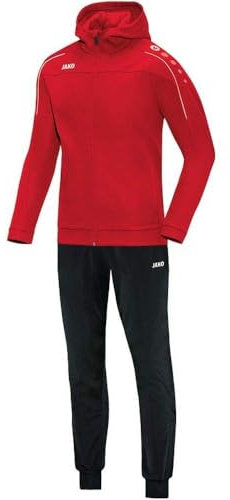 JAKO Trainingsanzug Kinder Jungen und Mädchen Polyester Classico mit Kapuze Rot Gr. 164 - Jogginganzug 2-teilig für Sport und Alltag, Jogginghose & Trainingsjacke