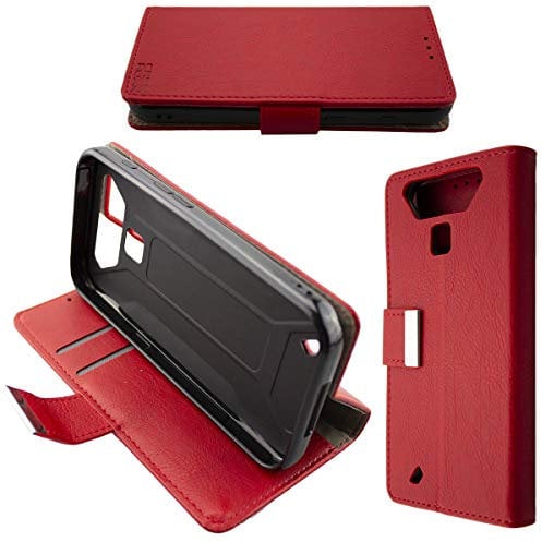 caseroxx Bookstyle Handytasche für Cubot Quest Lite in rot – Klapphülle mit Kreditkartenfächern, Magnetverschluss, Standfunktion & Rundumschutz für Display und Gehäuse