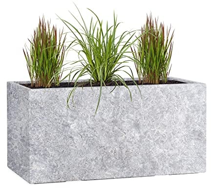 Pflanzwerk® Pflanzkübel TUB Lava Hellgrau 40x80x40cm XXL – Rechteckig – Großer Fiberglas Blumenkübel für außen und innen - Frostbeständig - UV-Schutz – Markenqualität