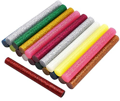 Qixuer 20 Pezzi Glitter Hot Melt Colla Colla Stick,Adesivi Bastoncini Colla Hot Glue Gun Sticks per Pistola per Colla Fai-da-te Hobby per Hobby Lavorazione del Legno Plastica Tessuto (11 * 100mm)