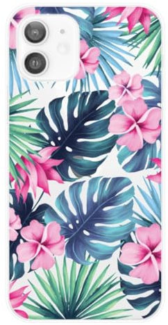 Coque en Silicone imprimée Compatible Apple iPhone 12 Tropical Aquarelle