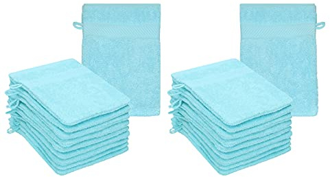 Betz 20 Stück Waschhandschuhe Palermo 100% Baumwolle Waschlappen Set Größe 16x21 cm Farbe Türkis