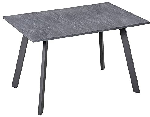 HOMCOM Dining Table with Metal Legs and Spacious Tabletop for Kitchen, Dining Room, Living Room, Dark Grey