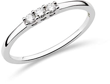 Miore Schmuck Damen 0.09 Ct Diamant Trilogy Verlobungsring mit 3 Diamanten Brillanten Ring aus Weißgold 9 Karat / 375 Gold