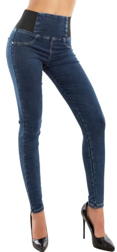 Toocool Jeans Donna Pantaloni Skinny Vita Alta Elasticizzati Cintura W0330 [XS,Blu Scuro]