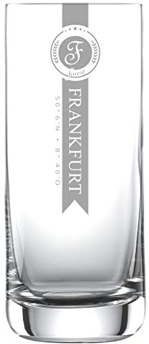 Miriquidi 2X Frankfurt Finest Longdrinkgläser 0.33l mit Koordinaten | Schott Glas | Lasergravur | Geschenk und Erinnerung aus Frankfurt | 2er Set