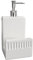 Karisky Distributeur de savon à vaisselle et porte-éponge, distributeur de savon en céramique mate pour évier de cuisine, distributeur de savon liquide de ferme, blanc, 10.2x20.8 cm