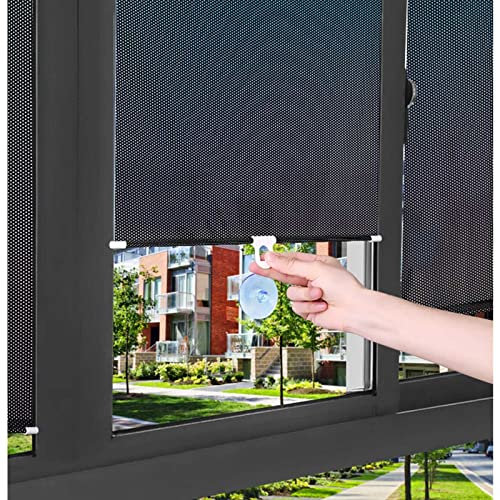 Xrdbfd Tenda a Rullo Oscurante con Ventose Senza Foratura, Tende Avvolgibile Parasole, Tapparelle Oscuranti, Persiane Temporanea a Scomparsa, 50x125/68x125cm, Nero,68x125cm/27 * 49in
