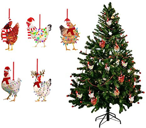 BestAlice 10 Stück Weihnachtsschal Huhn Urlaub Dekoration Weihnachtsbaum Ornamente Urlaub Hahn Dekor Anhänger Personalisierte Holz Hängende Geschenke für Kinder