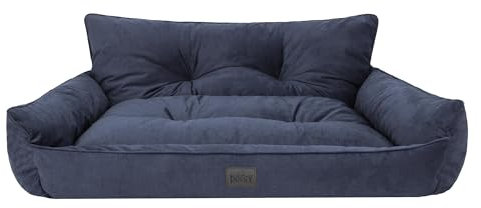 Bjird Hundebett - Hundekorb für kleine mittelgroße & große Hunde - Hundekissen - Hundesofa - EInfach zu reinigen - Joker Gesteppt - Größe: L: 106 x 80 cm - Navyblau Fancy