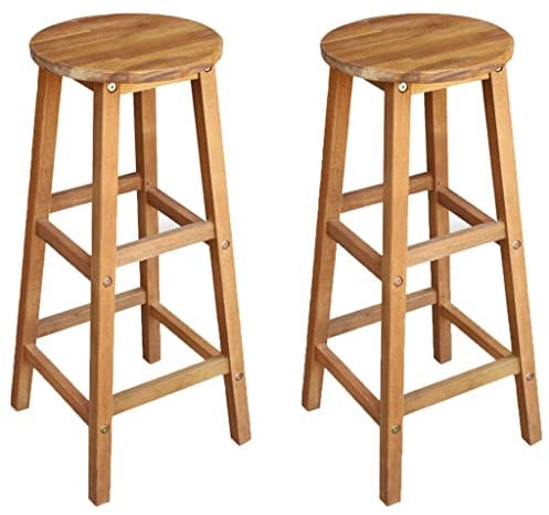 WIFESE 2 STK. Barhocker Massivholz Akazie EsszimmerstüHle Barhocker 2er Set KüChenstüHle Barhocker Mit Lehne Holzhocker KüCheninsel Barstuhl Barhocker Holz KüChenstuhl Barsessel