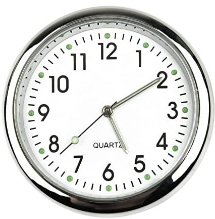 Auto-Armaturenbrett-Uhr, Mini-Digital-Auto-Uhr, leuchtende Auto-Armaturenbrett-Lüftungsschlitz, Stick-On-Uhr, Quarz-Analog-Uhr, Weiß