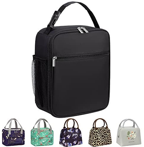 Wylhxyqq Lunch Bag ,Waterproof Portable Lunch Box Bag, Reusable Lunch Cooler Bags, Insulated Lunch Bags,for Women, Men, Kids and Students Travel Work Picnic Office and School (Black)
