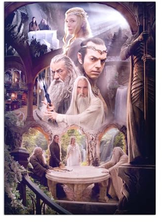 Displate Offiziell Hobbit MetallPoster Magnetische Befestigung Inklusive Lizenziert Bilder Hochwertiges Poster The Hobbit: An Unexpected Journey - The White Council Meeting Poster 45 cm x 32 cm