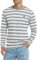 KUYIGO Mens Long Sleeve T Shirt Classic Striped Round Neck Versatile Young Fashion Tops XXL Gray White