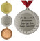 Personalisierte Medaille aus Metall in Gold, Silber & Bronze Farbe, mit Wunschtext, Foto und Logo (mit Halsband, Silber)