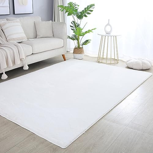 Carpettex Hochflor Teppich Wohnzimmer Shaggy Flokati Teppich Modern Einfarbig 140 x 200 cm Creme - Teppich Schlafzimmer Weich Flauschig Waschbar Teppich Küche Esszimmer - Langflor Teppiche