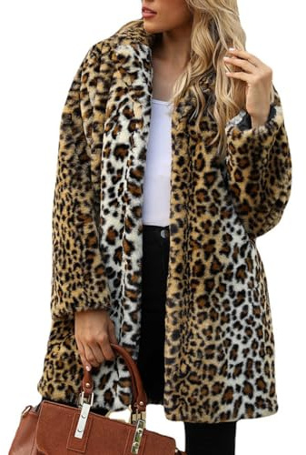 TOPONSKY Womens Winter Warm Lapel Faux Fur Fuzzy Coat Jacket Overcoat