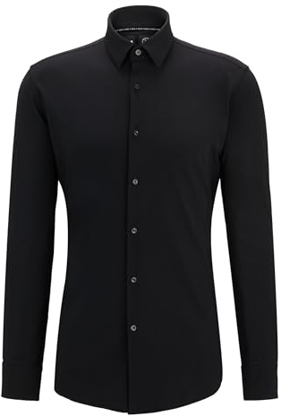 BOSS Herren P-HANK-s-C1-222 Slim-Fit Hemd aus funktionalem Stretch-Jersey Schwarz001 42