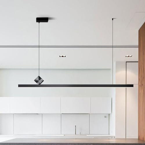 YHQSYKS 39~59 lineare Pendelleuchte, LED-dimmbare LED-Streifen, Leuchte, moderne schwarze Pendelleuchte für Kücheninsel, Bar, verstellbar, zum Aufhängen über dem Billardtisch