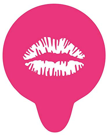 Lips Coffee Stencil Kiss Hot Pink Acrylic Reusable Coffee Cappuccino Cocktail Cupcake Cake Art Stencil (Stencil only)
