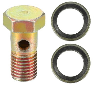 VekAuto Kit de boulon de banjo simple, filetage métrique M10x1.25 longueur 26mm, adaptateur de raccord de ligne de frein turbo universel en métal durable de couleur bronze avec rondelles