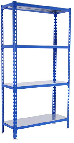PROREGAL Schwerlastregal MID Metal Shark | HxBxT 150x120x50cm | Fachlast 200kg | Blau-Verzinkt | Regal Standregal Werkstattregal Lagerregal Kellerregal