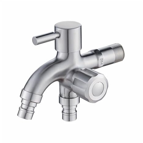 1 Stück Edelstahl Waschmaschine Wasserhahn 1 In 2 Out Multifunktions-Wasserhahn Doppel-Wasserhahn Outdoor-Garten-Wasserhahn (Color : A)