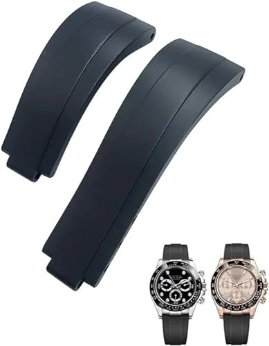 EAMOM 20 mm 21 mm Gummi-Armband mit kurzer Schnalle, passend für Rolex Daytona Submariner Role OYSTERFLEX Yacht Master, kleines Handgelenk, Silikon (Color : Black, Size : 21mm)