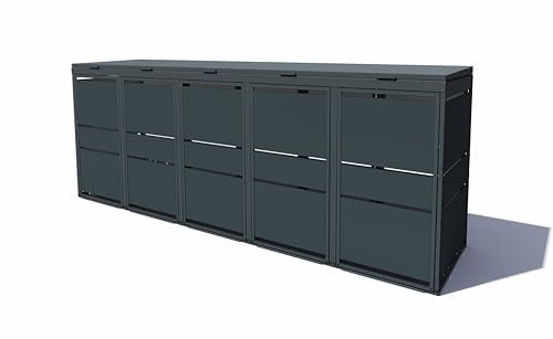 MBOX24 MODERN Mülltonnenbox 5er für 240 Liter Mülltonne | Anthrazit | Mülltonnenverkleidung | Mülltonnenhaus | Box für Mülltonnen | Mülltonnenunterstand | Mülltonneneinhausung