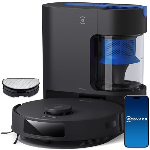 ECOVACS DEEBOT N20 PRO Plus Robot aspirapolvere e mocio, con stazione di svuotamento automatico senza sacchetto, aspirazione 8000Pa, sistema di pulizia vibrante OZMO Pro 2.0, tecnologia