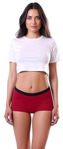 Periodenhose, Inkontinenz-Shorts, Menstruationsunterwäsche, Schwarz, Burgunderrot, Größe M