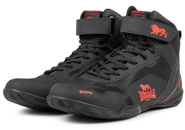 Lonsdale Rufford, Scarpe da Boxe Unisex-Adulto, Nero/Rosso, 44 EU