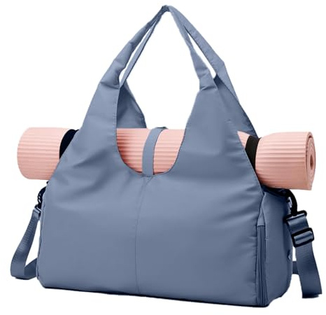 CCAIPU Borsa per Yoga, Borsa da Palestra Impermeabile con Scomparto per Scarpe e Tasca Umida per Tappetini da Yoga e Accessori Yoga Tote di Grande Capacità per Donne (Blu)