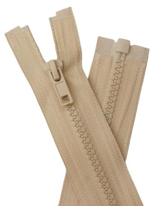 YaHoGa 2 Stück 25 cm Reißverschluss Kunststoff 5mm teilbar Reissverschluss Reißverschluss für Jacken Beige
