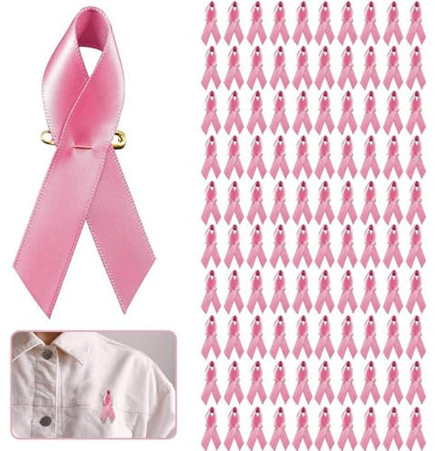 Lot De 100 Pin's Ruban Rose Broches En Forme Ruban Rose Cancer du Sein Epingle Badge Octobre Rose De Ruban En Satin Avec épingles à Nourrice Pré-DéCoupé Octobre Rose 2024 Accessoires