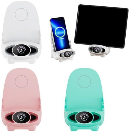 XIAOBAN Mini Chair Wireless Multifunctional Phone Holder Stand, 3 in 1 Wireless Charger with Speaker Function, Portable Mini Chair Wireless Charger, Wireless Charging Adapter for All Phones