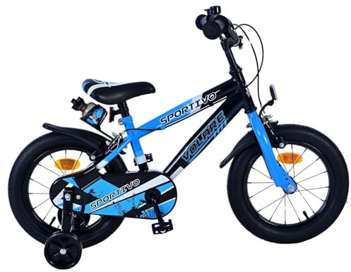 Volare Sportivo Kinderfahrrad - Jungen - 14 Zoll - Blau Schwarz - Zweihandbremsen