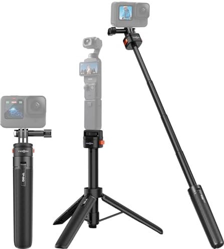 Osmo Pocket 3 Stativ - Mini Selfie-Stick mit 1/4''-Schnellwechselschraube für GoPro Hero 13/12/11/10/9, Osmo Action 5 Pro/4, Insta360 X5 X4/Ace Pro - Action Camera Zubehör