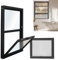 Ventanas Aluminio Ventanas Corredizas de Aluminio con Mosquitero y Vidrio, 30 36 46 51 61 71 76 81 91 Cm, Ventana de Baño, Loft, Gallinero, Sótano, Ventana de Ventilación Pequeña(Black,14x17in/36x43cm