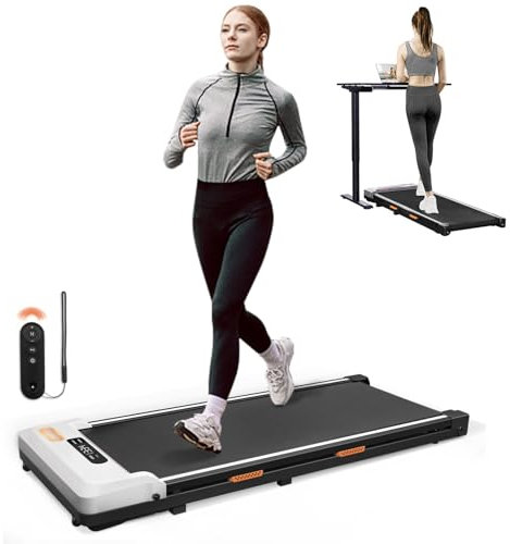 AIRHOT Untertisch-Laufband, 2-in-1-Walking-Pad zum Gehen und Joggen, tragbares Laufband mit Fernbedienungsband für Zuhause/Büro, geräuscharmes 2,5-PS-Tischlaufband mit LED-Anzeige (Weiß)