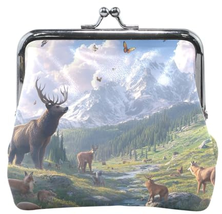 Münzgeldbörsen, Dschungel-Tigers-Violett, Geldbörse mit Verschluss, Kleingeldbörse für Damen, 11,4 x 10,4 cm, Deer Valley Green, Einheitsgröße, Deer Valley Green