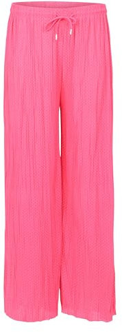 Malito - Damen Plisseehose - lockere weich fließende Chiffonhose - Lange Sommerhose - Trendige Marlenehose 883 - Pink-G L/XL