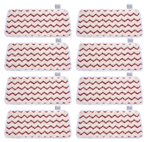 YANGYUQI 8 Stück für Vileda Steam PLUS XXL Dampfreiniger Ersatzbezüge, Ersatzpads aus Mikrofaser, Dampfreiniger XXL Ersatzbezug, Hygienische Reinigung für Alle Böden, Maschinenwaschbar (Rot+Weiß)
